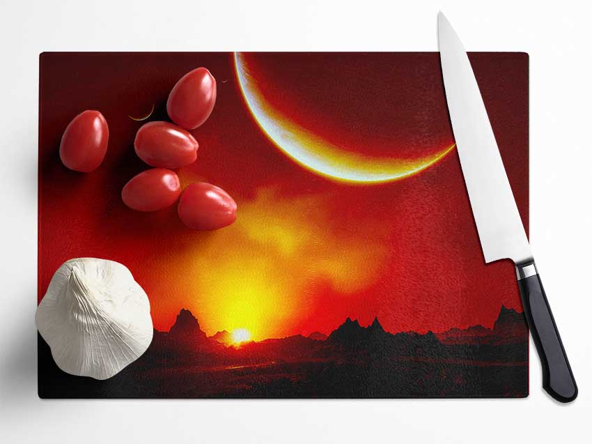 Red Sunrise On Mars Glass Chopping Board