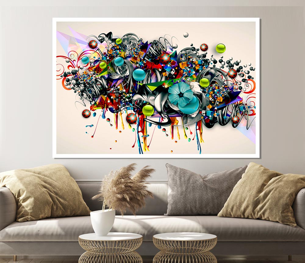 Flower Bubbles Print Poster Wall Art