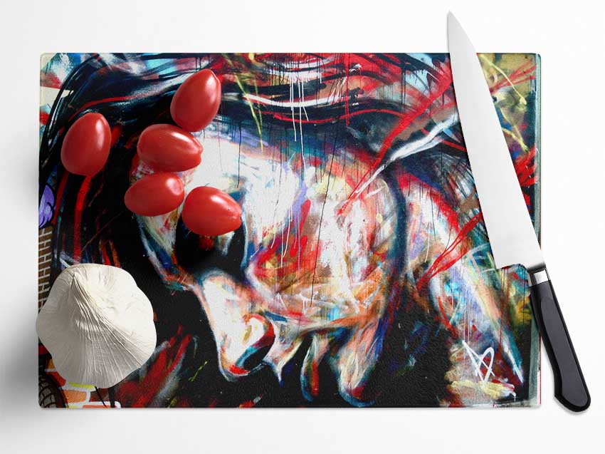 Red Woman Glass Chopping Board