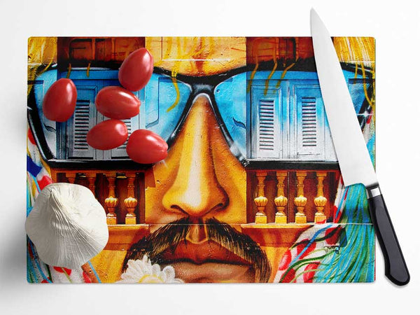 Graffiti Mexican Man Glass Chopping Board