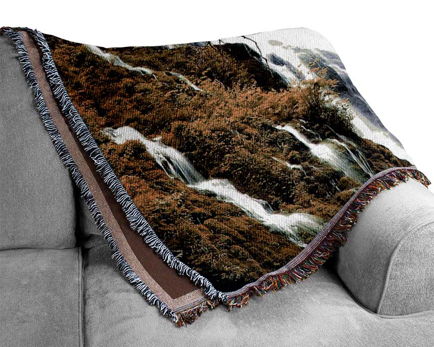 Mountain Waterfall Woven Blanket