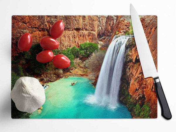 Arizona Waterfalls Glass Chopping Board