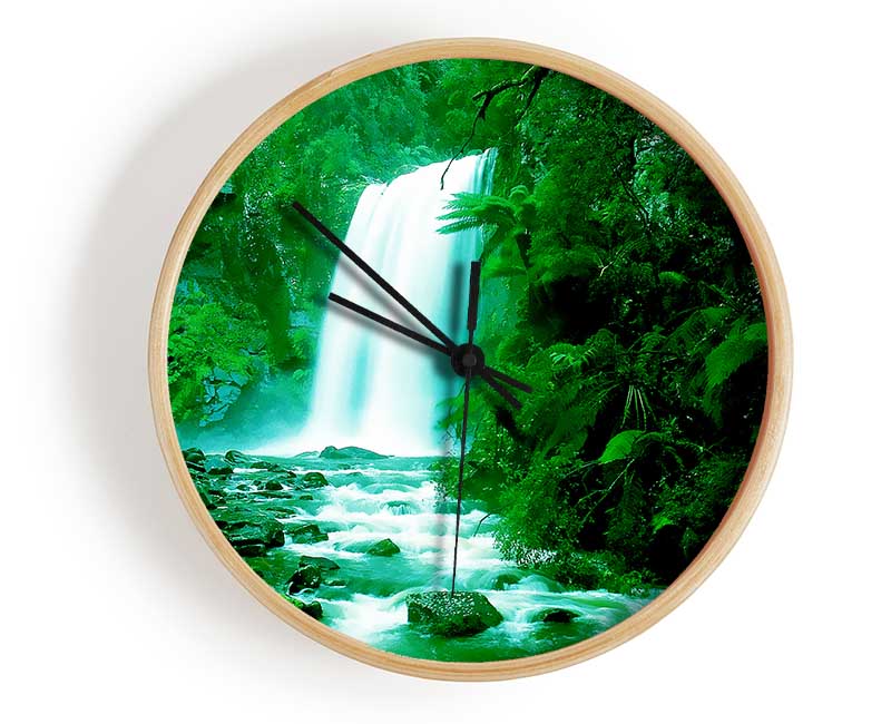 Green Forest Waterfall Clock - Wallart-Direct UK