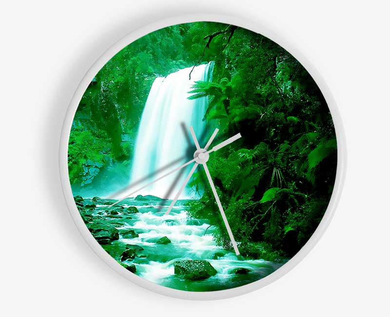 Green Forest Waterfall Clock - Wallart-Direct UK