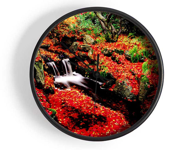 Red Winter Waterfall Clock - Wallart-Direct UK