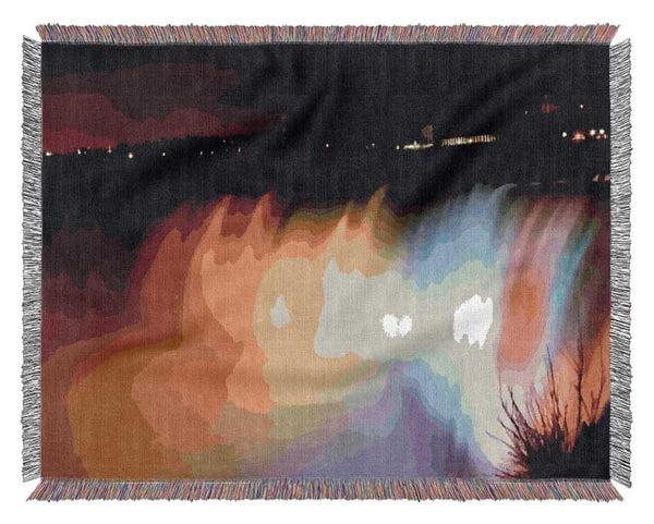 Niagara Falls Night Rainbow Woven Blanket