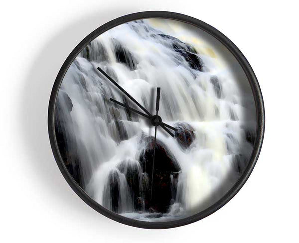 Gushing Waterfall Rocks Clock - Wallart-Direct UK