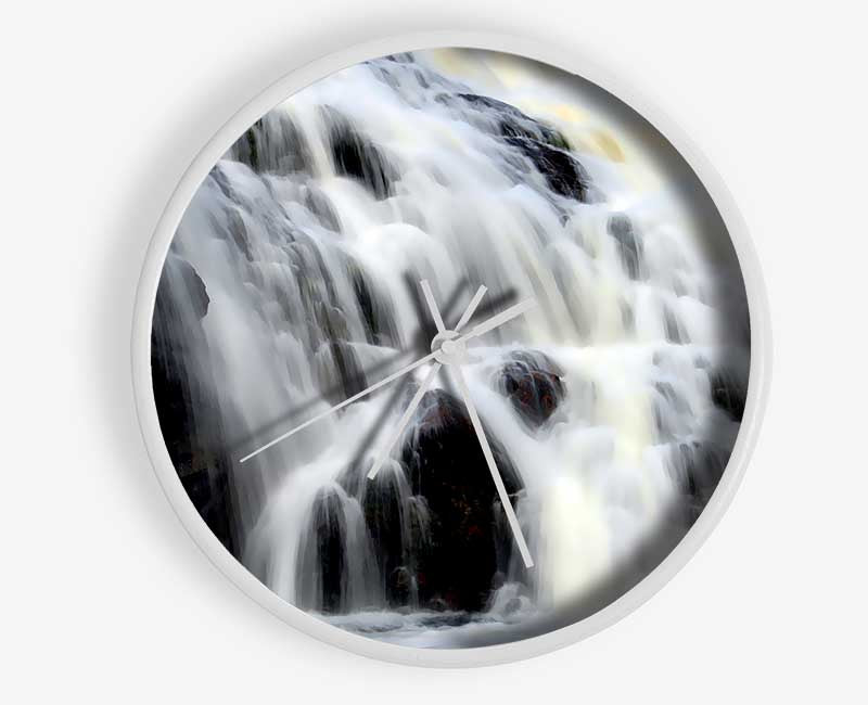 Gushing Waterfall Rocks Clock - Wallart-Direct UK