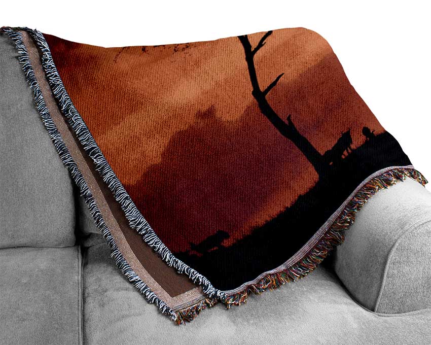 African Safari Sunset Woven Blanket