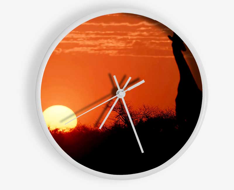 African Sunset Giraffe Clock - Wallart-Direct UK