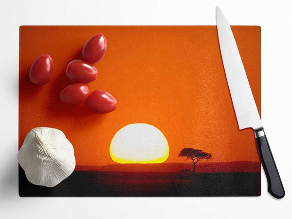 African Sunrise Glass Chopping Board