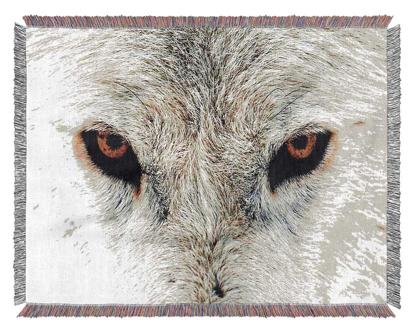 Arctic Wolf Eyes Woven Blanket