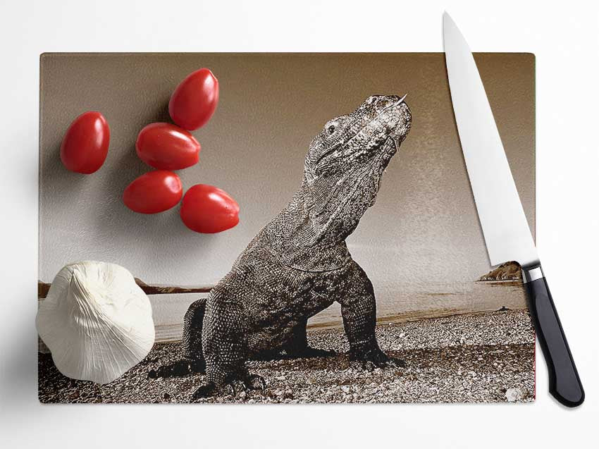 Beach Komodo Dragon Glass Chopping Board