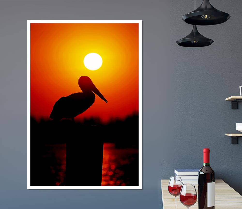 Bird At Sunset Print Poster Wall Art