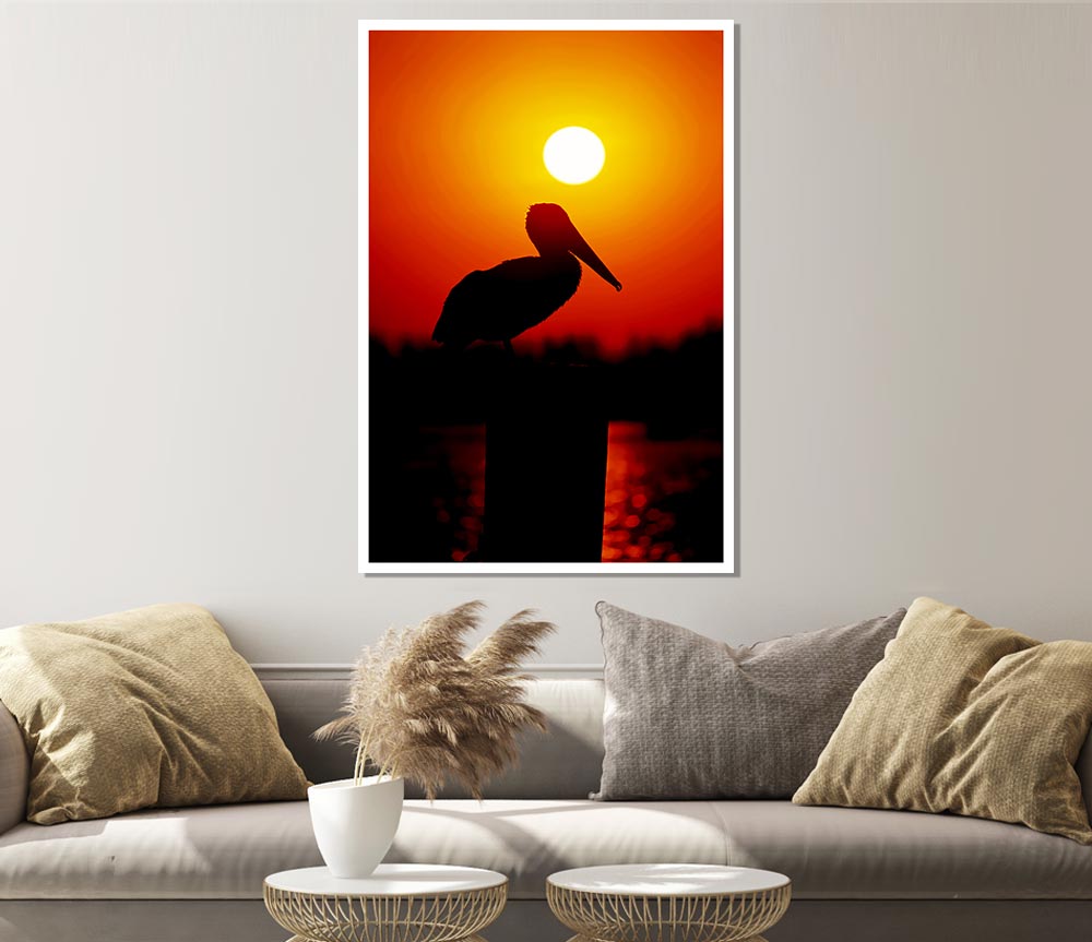 Bird At Sunset Print Poster Wall Art