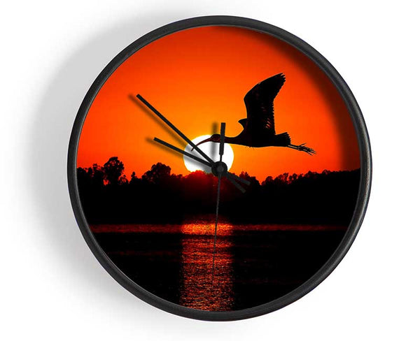 Bird Flying At Sunset Clock - Wallart-Direct UK