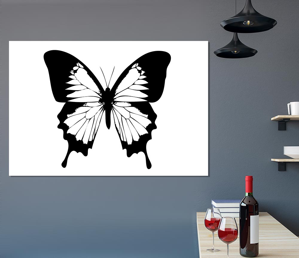 Black And White Butterfly Wings Print Poster Wall Art