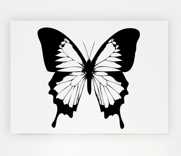 Black And White Butterfly Wings Print Poster Wall Art