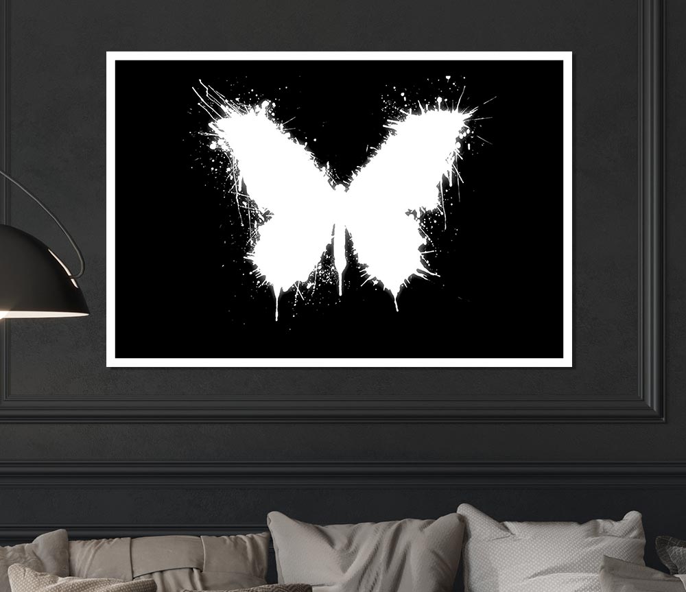 Black And White Butterfly Print Poster Wall Art