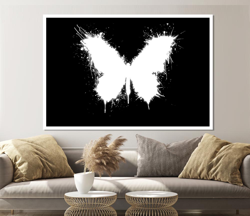 Black And White Butterfly Print Poster Wall Art