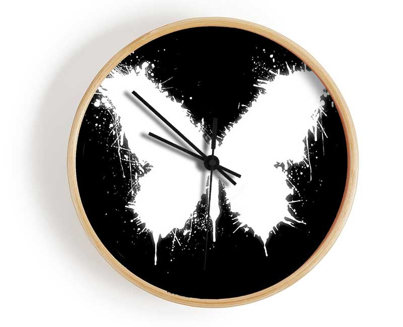 Black And White Butterfly Clock - Wallart-Direct UK