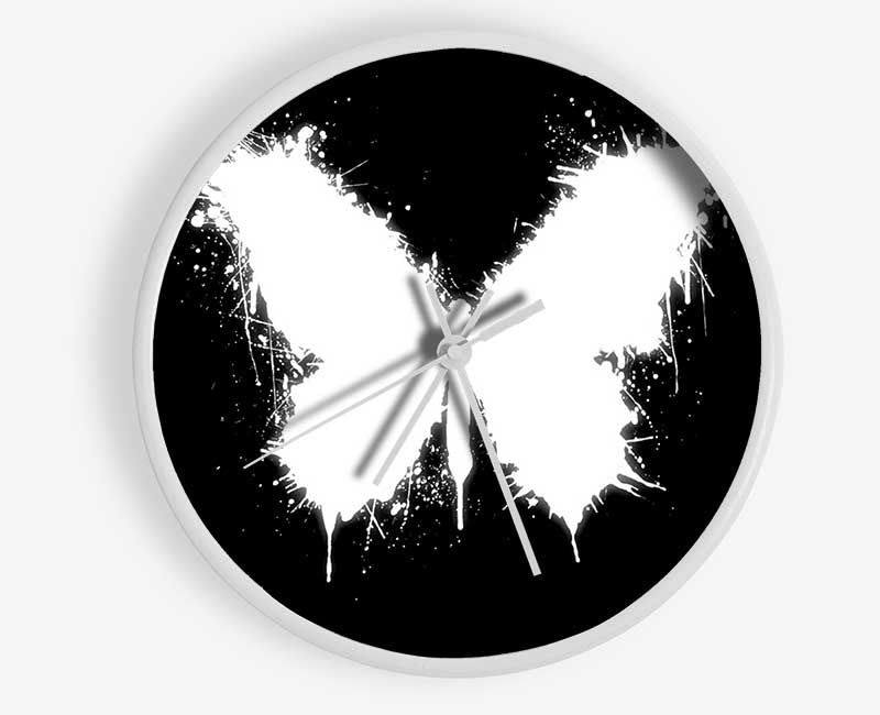 Black And White Butterfly Clock - Wallart-Direct UK