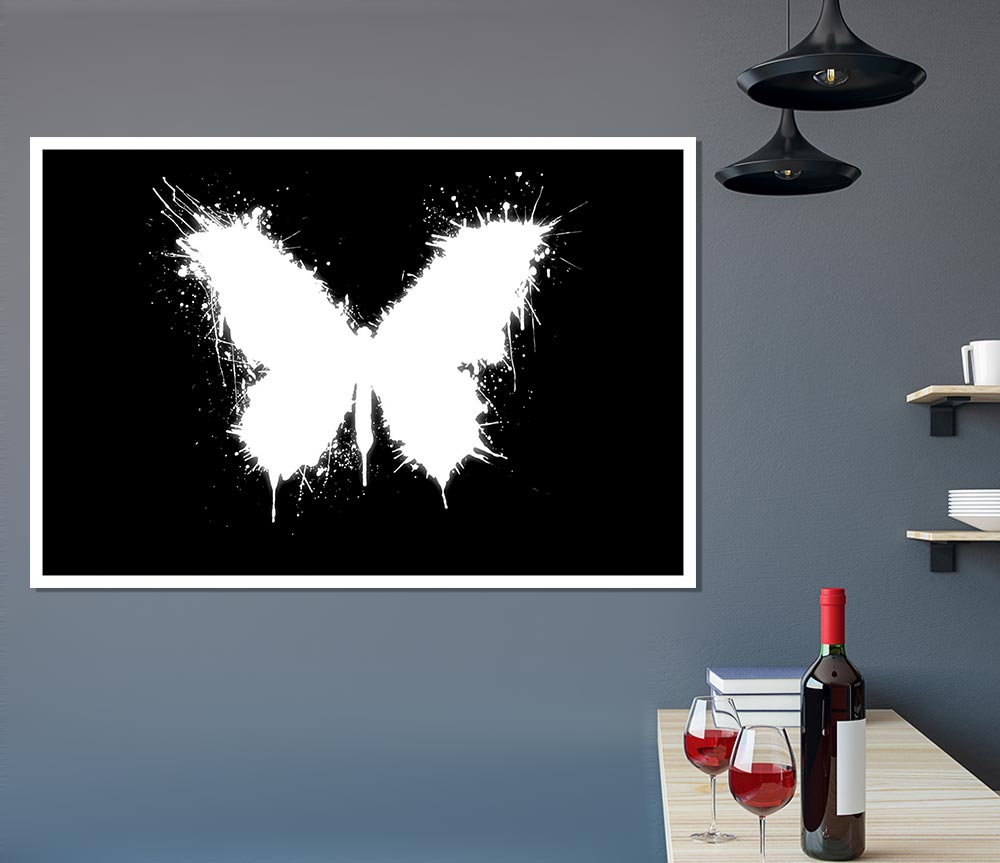 Black And White Butterfly Print Poster Wall Art