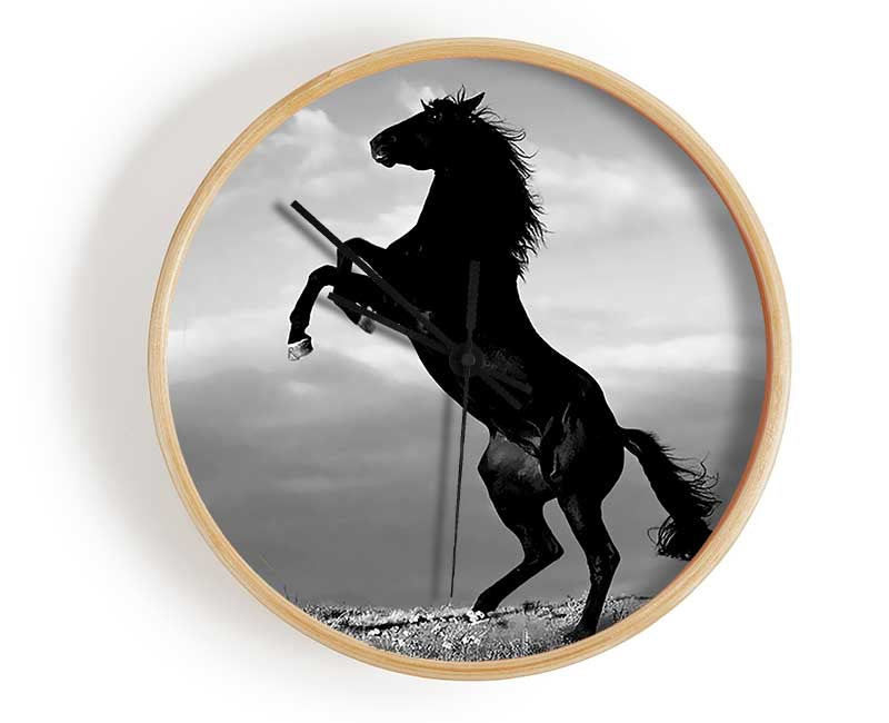 Black Wild Stallion Clock - Wallart-Direct UK