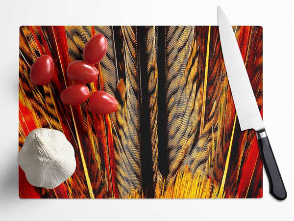 Blazing Feathers Glass Chopping Board