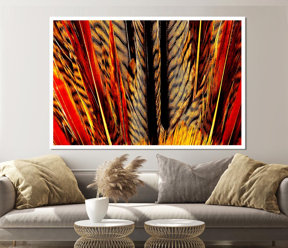 Blazing Feathers Print Poster Wall Art