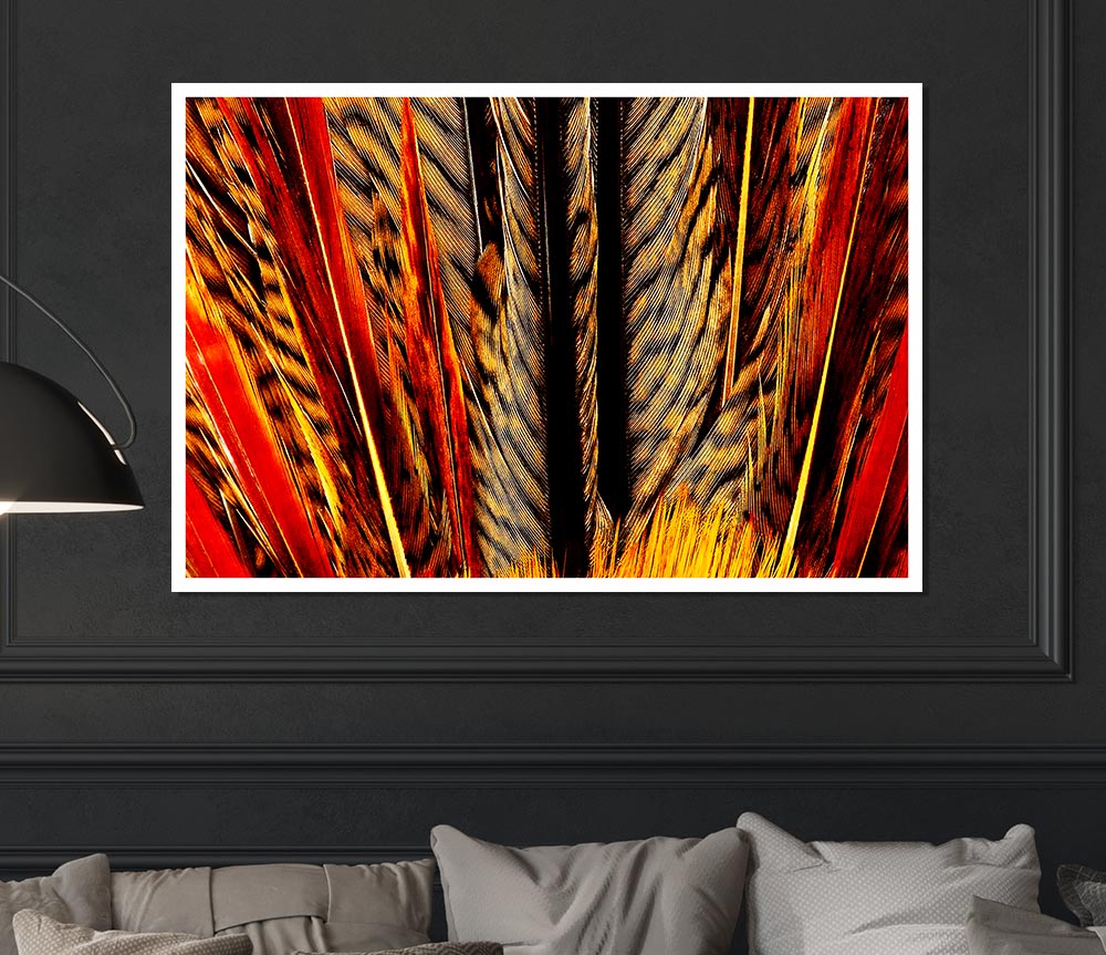 Blazing Feathers Print Poster Wall Art