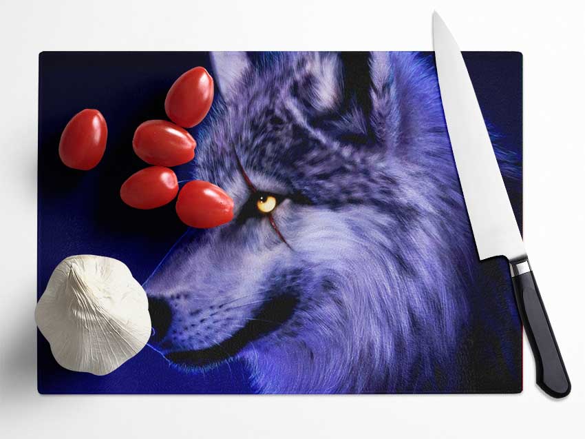 Blue Wolf Eye Glass Chopping Board