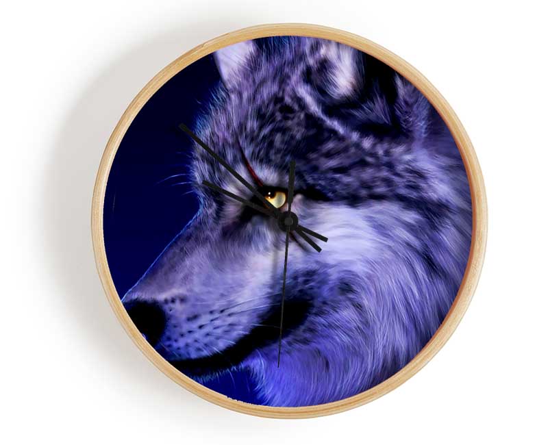 Blue Wolf Eye Clock - Wallart-Direct UK