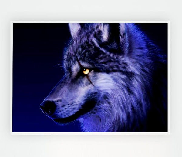 Blue Wolf Eye Print Poster Wall Art