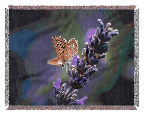 Butterfly On Lavender Flower Woven Blanket