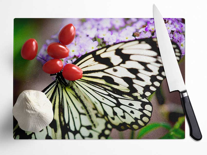 Butterfly Pattern Glass Chopping Board