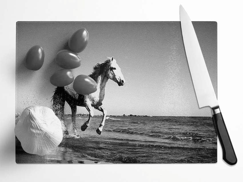 Camargue White Horse Glass Chopping Board