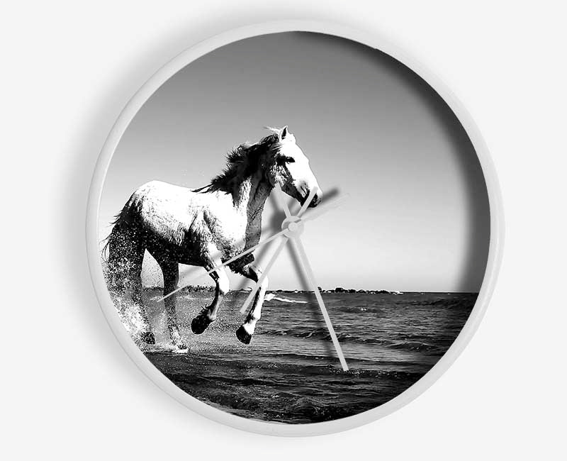 Camargue White Horse Clock - Wallart-Direct UK