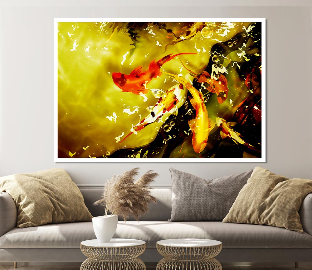 Carp Play Print Poster Wall Art