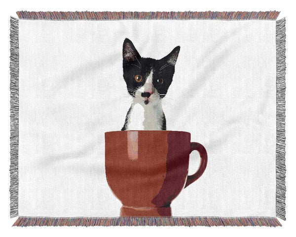 Cat In A Tea Cup Woven Blanket