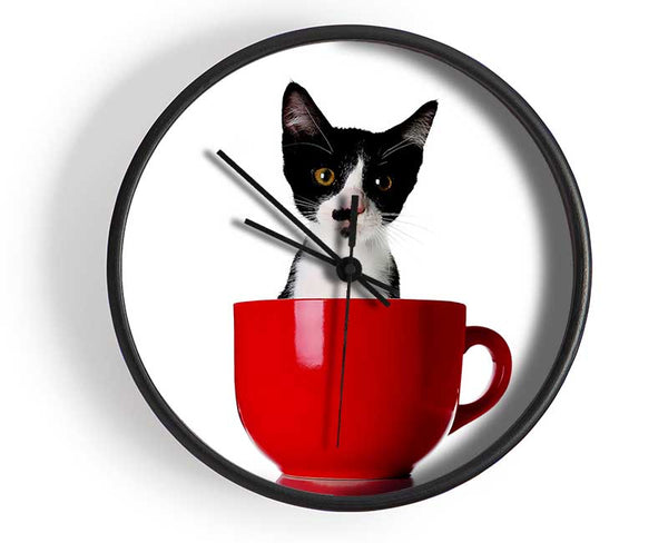 Cat In A Tea Cup Clock - Wallart-Direct UK