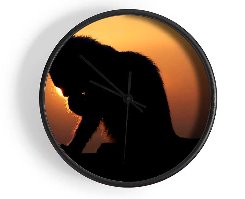 Cat In The Sunset Clock - Wallart-Direct UK