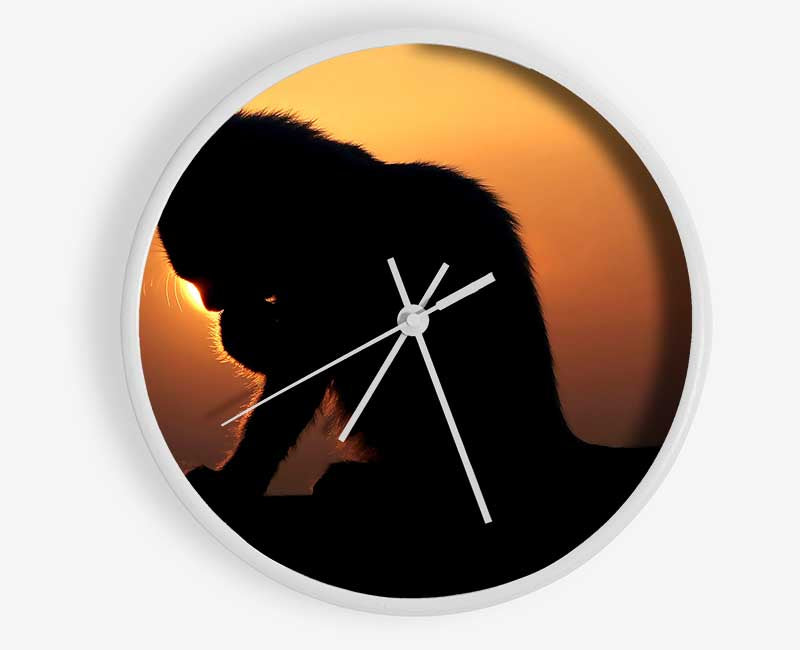 Cat In The Sunset Clock - Wallart-Direct UK