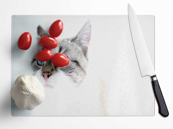 Cat Snow Glass Chopping Board