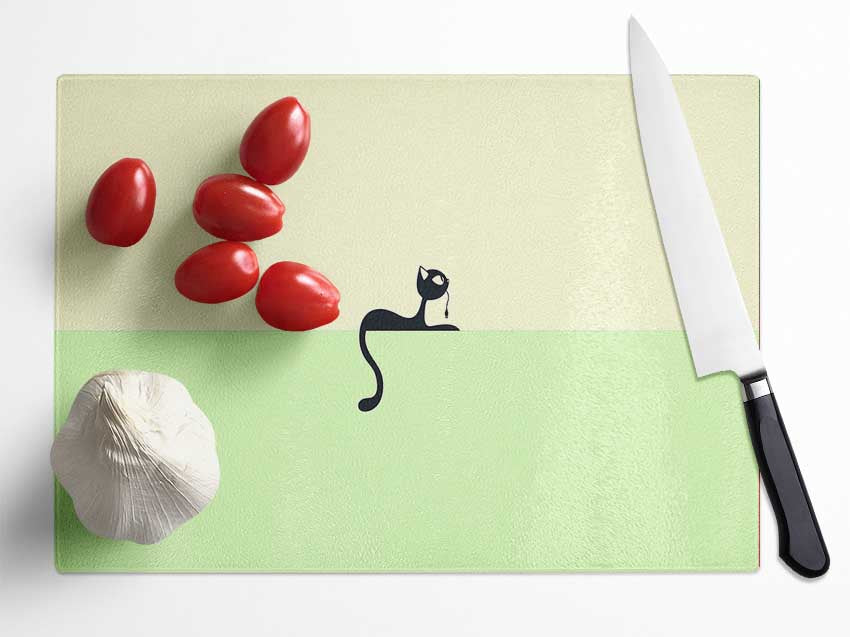 Cat Tail Glass Chopping Board