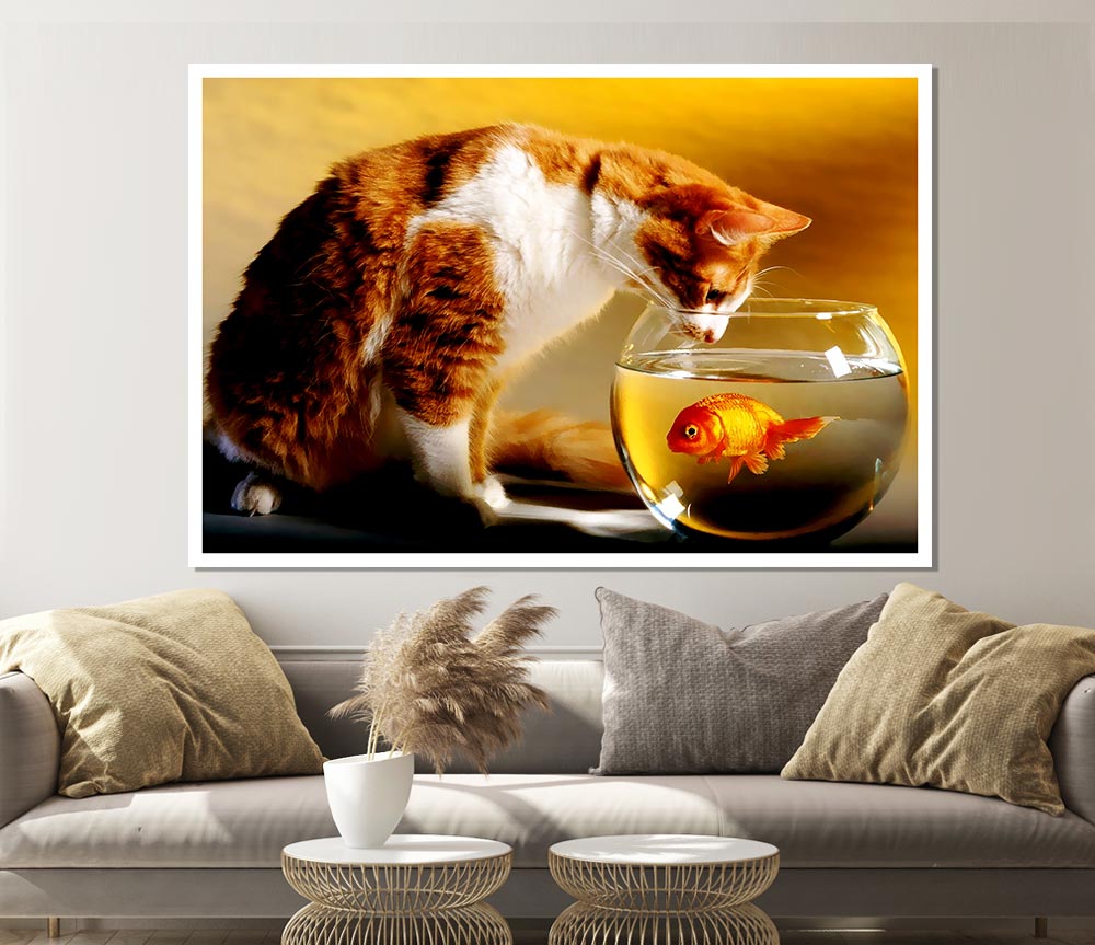 Cats Dinner Time Print Poster Wall Art