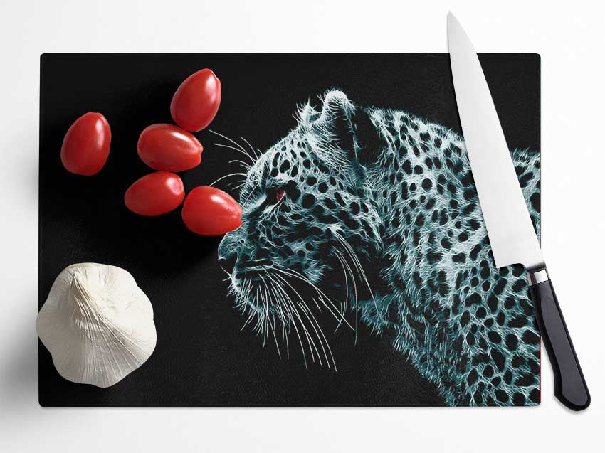 Cheetah Blues Glass Chopping Board