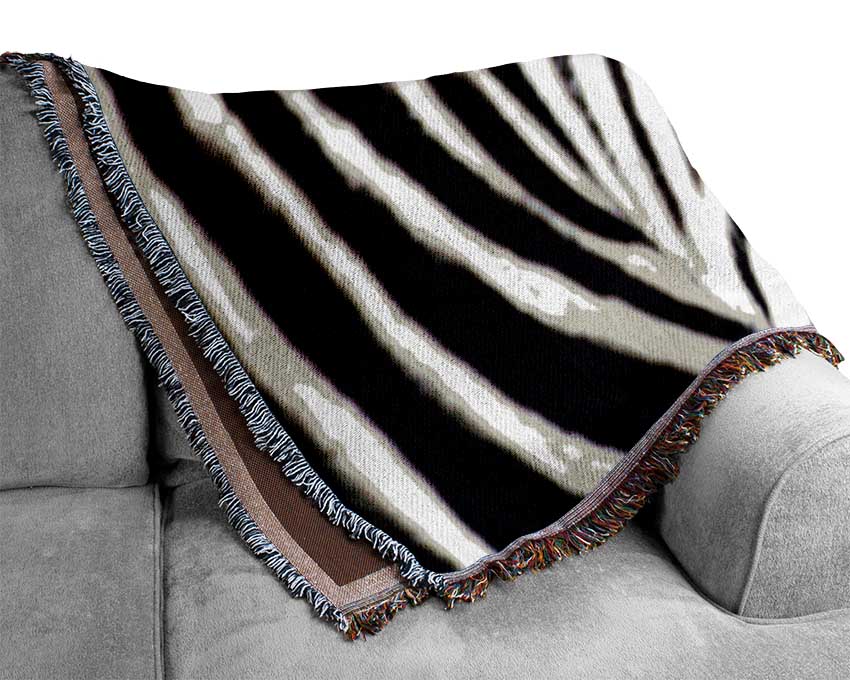 Close-up Face Zebra Woven Blanket