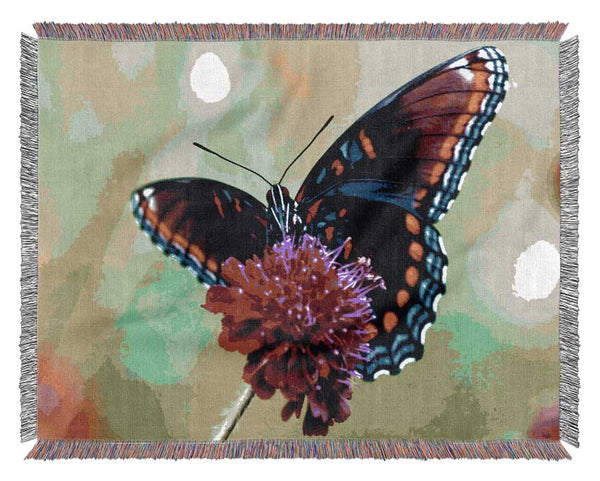 Colourful Butterfly Flower Woven Blanket