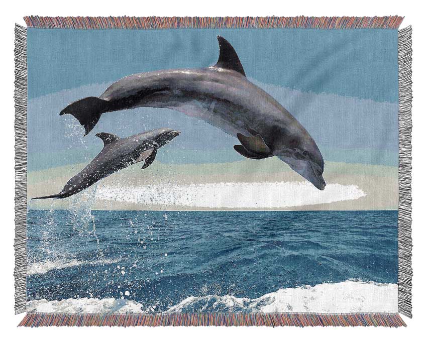 Common Bottlenose Dolphins Woven Blanket